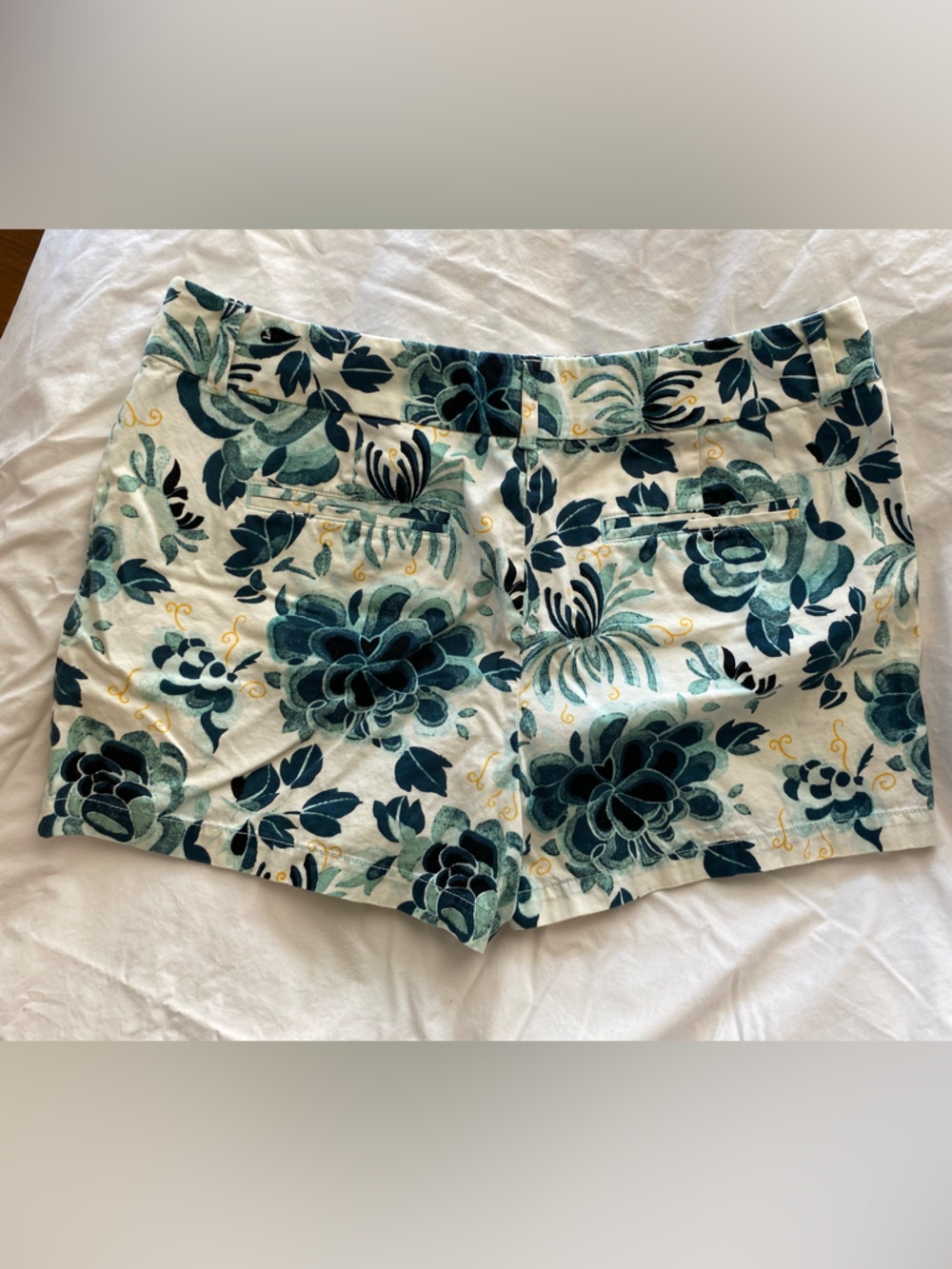LOFT Teal, Dark Green and Gold Floral Shorts size 12